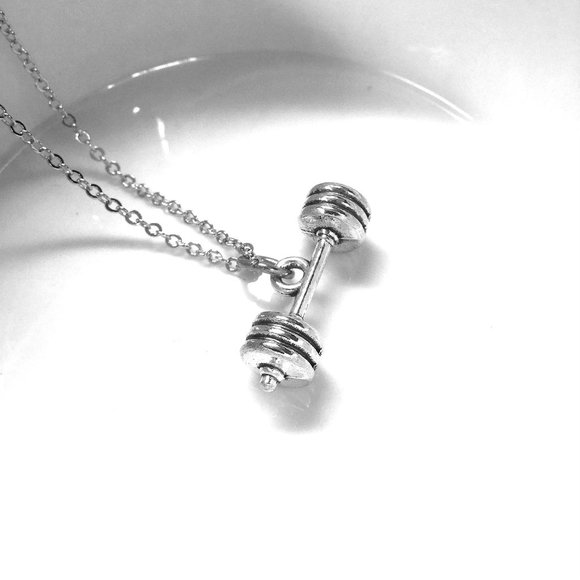 Miniature Barbell Charm Necklace - Picture 2 of 2